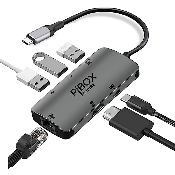 USB C Hub Dock PiBOX India 6 in 1 Aluminum Type C Adapter with HDCP