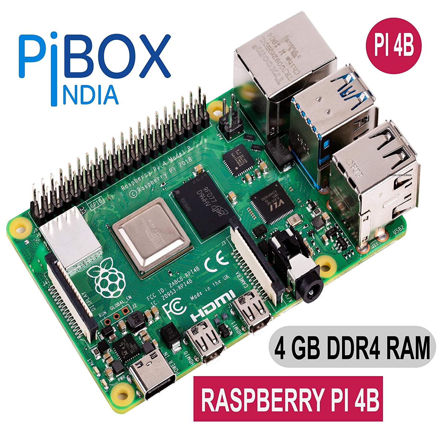 Raspberry Pi 4B 4GB PiBOX India Raspberry PI 4 Model B SBC IOT Board 