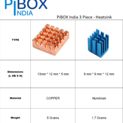 Alternative view of PiBOX India Raspberry PI Heatsink, Raspberry PI - 2 Piece Heavy Copper and Aluminium Heatsink Cooler Cooling Kit for Pi 4, Pi Model 3B+