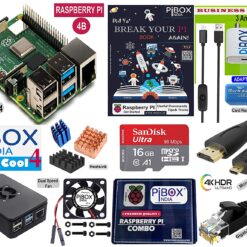 PiBOX India Raspberry Pi 4 4GB Easy Cool 4 Combo kit 4413W with Pi4 4GB, Pi4 Fan case, Dual Speed Fan,16GB Noobs Card, BIS 3 Amps Charger, 3 Piece Heatsink, HDMI Cable and Accessories