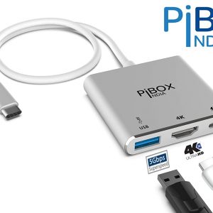 pibox India Aluminium Type C USB 3.1 to HDMI 4K/USB 3.0/USB C Converter Cable Charging Port Adapter Cable Compatible MacBook, Chromebook, Samsung Galaxy S8/S9/S10/Note 8/Note 9 (Silver)
