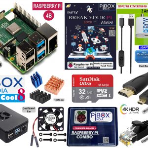 PiBOX India Raspberry Pi 4 8GB Easy Cool 8 Combo kit 4823W with Pi4 8GB, Pi4 Fan case, Dual Speed Fan, 32GB Noobs Card, BIS 3 Amps Charger, 3 Piece Heatsink, HDMI Cable and Accessories