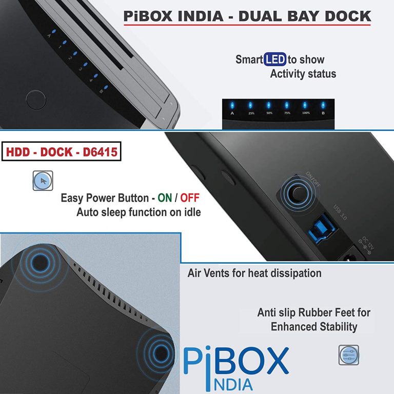 Pibox India, Dual Bay Usb 3.0 To Sata I, Ii, Iii Hard Drive Docking 