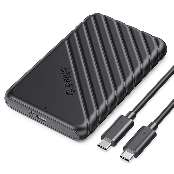 ORICO 2.5 inch USB C Hard Drive Enclosure USB 3.1 Gen 2 to SATA III  External Hard Drive Case for SSD HDD 9.5 7mm Tool-Free with UASP, Black  (25PW1-C3)