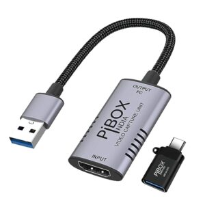 Video Capture Card, PiBOX India Braided Tough, 4K HDMI to USB 3.0 Game  Capture Device Aluminium Windows Android Mac,HD 1080P 60fps Audio Video  Card Live Streaming Gaming, Teaching Live Broadcasting