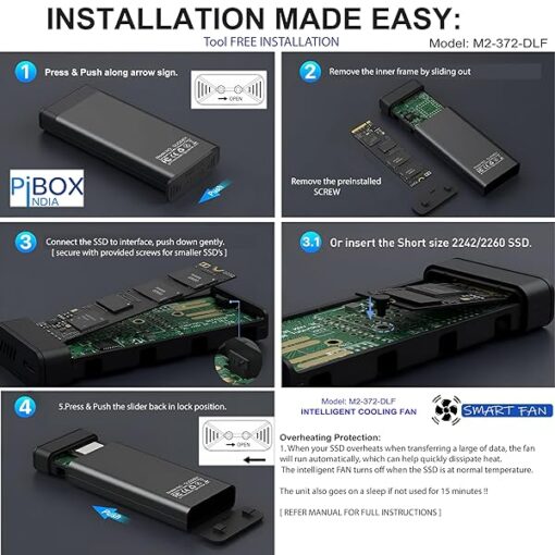 Nvme M Fan Enclosure Pibox India Nvme Ngff Sata Dual Ssd Enclosure Smart Fan Usb