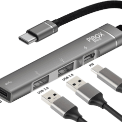 PiBox India 4-in-1 USB C Hub with PD Charging Multiport Adapter with Power Delivery 2 USB 2.0 Ports & Super Speed USB-C Port Aluminum Alloy Design for MacBook iPad Pro Laptops & Type-C Devices