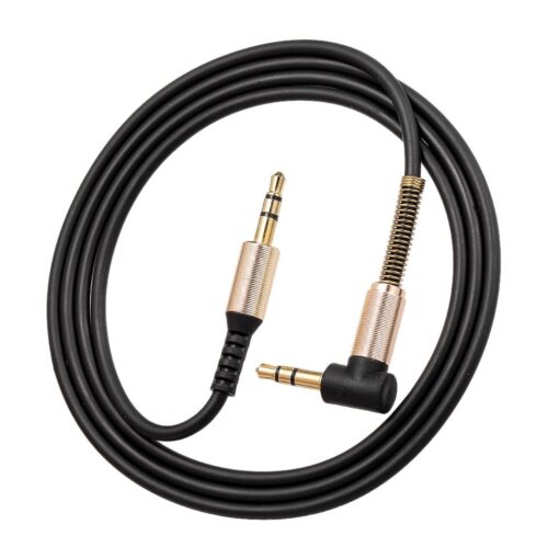 PiBOX India - ELBOW SPRING Right-Angle-Head- Premium - 3.5mm Aux Audio Cable Male - Male Plug - 3.5mm Male- 1 Meter - Image 2