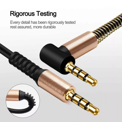 PiBOX India - ELBOW SPRING Right-Angle-Head- Premium - 3.5mm Aux Audio Cable Male - Male Plug - 3.5mm Male- 1 Meter - Image 4