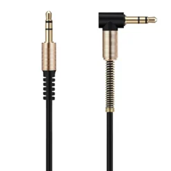 PiBOX India - ELBOW SPRING Right-Angle-Head- Premium - 3.5mm Aux Audio Cable Male - Male Plug - 3.5mm Male- 1 Meter