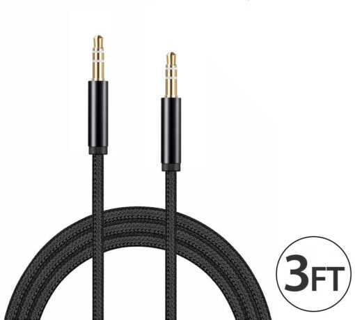 PiBOX India - Braided Premium - 3.5mm Aux Audio Cable Male - Male Plug - 3.5mm Male- 1 Meter