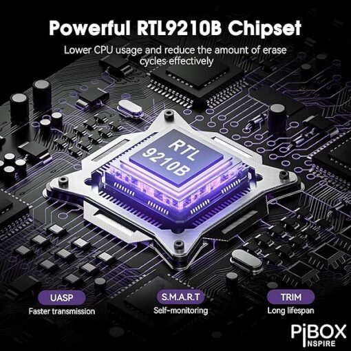M.2 NVMe NGFF SSD Docking Station - PiBOX India Dual Protocol NVMe SATA Dock USB 3.0 10Gbps, Heavy Aluminum M.2 SSD Dock with Heat Dissipation, Tool-Free M Key B&M Key 2230/2242/2260/2280 RTL9210B - Image 8
