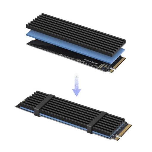 PiBOX India M.2 SSD Heatsink Kit - Premium Aluminum Cooling Fin with Thermal Pad & Bands for 2280 NVMe SATA Drives - Image 2