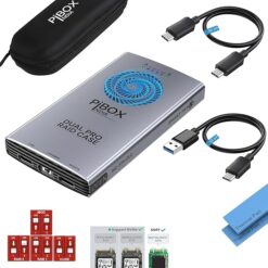 Alternative view of M.2 Dual NVMe NGFF Dual Enclosure, PiBOX India NVMe/NGFF SATA Dual Protocol USB-C 3.2 2x2 , 4 RAID Modes JBOD/RAID 0/1/CLONE, Tool-Free Aluminum M2 SSD Reader Support M & B&M Key 2230/2242/2280 SSD
