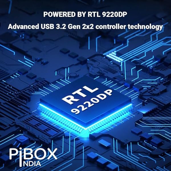 Dual NVMe NGFF Dual Enclosure, PiBOX India NVMe/NGFF SATA Dual Protocol  USB-C 2x2 RAID Modes JBOD/RAID 0/1/CLONE, Tool-Free Aluminum M2
