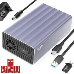 Alternative view of PiBOX India Dual 2 Bay 3.5/2.5 Inch SATA HDD SSD Aluminium Enclosure Dock - External RAID 0/1/JBOD/CLONE Storage with USB 3.1 Type-C, 6Gbps UASP, 56TB Capacity, Cooling Fan- REALTEK CHIPSET