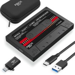 Alternative view of PiBOX 2.5 inch Hard Drive Enclosure Type C with OTG Adapter - Retro Casette, PiBOX India 6Gbps USB 3.1 to SATA III Tool-Free External Hard Drive Enclosure for 7mm/9.5mm 2.5" SSD Laptop HDD with UASP