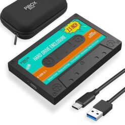 Alternative view of PiBOX 2.5 inch Hard Drive Enclosure Type c Retro Casette, PiBOX India 6Gbps USB 3.1 to SATA III Tool-Free External Hard Drive Enclosure for 7mm/9.5mm 2.5" SSD Laptop HDD with UASP