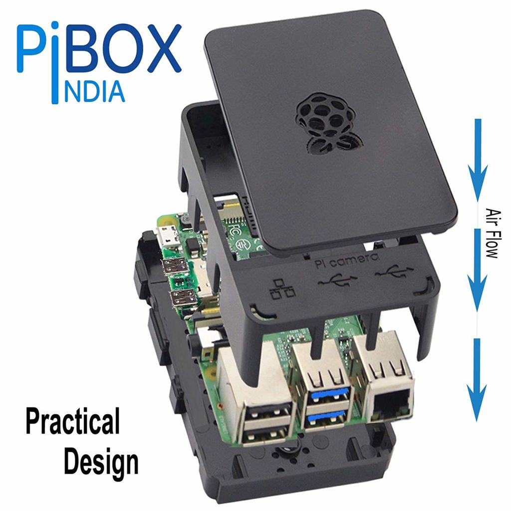 PiBOX India Raspberry Pi 4 Case 1Gb, 2GB, 4GB Black, Raspberry Pi 4 ...